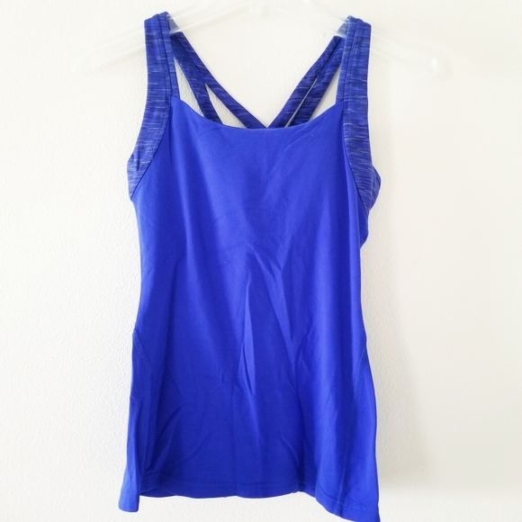 Lucy Tops - Lucy Activewear Fitted Tank Top Blue w/ Bra EUC